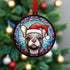 French Bulldog Grey in Santa Hat Suncatcher Decoration